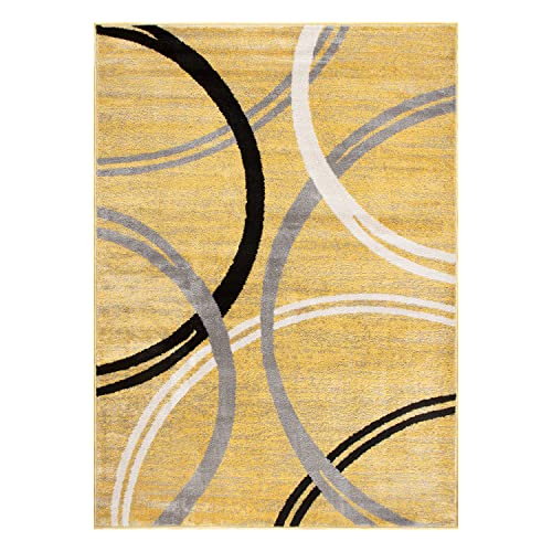 Rugshop Modern Wavy Circles Design Area Rug 9' x 12' Yellow
