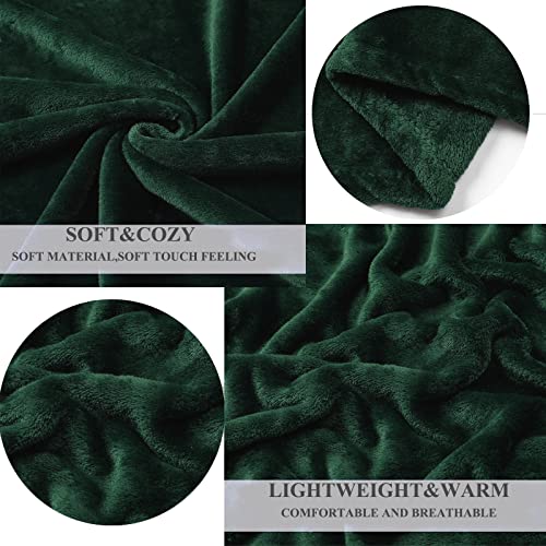Forest Green Flannel Fleece Throw Blanket Throw Size(50 By 60 Inches),Green Throw Blanket For Couch Sofa Bed 280Gsm,Super Soft Plush Cozy And Lightweight Warm Bed Blanket For All Season #TOP4