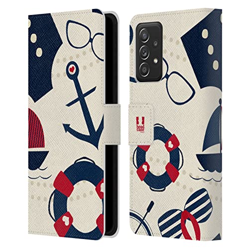Funda de cuero tipo libro para Samsung Galaxy A53 5G con diseño náutico de verano