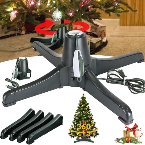 Rotating Christmas Tree Stand, Spinning Christmas Tree Stand, Artificial Tree For Up To 7.5ft Tall And 80lbs, 360 Degree Rotating Xmas Tree Holder With 3 Adjustable Settings