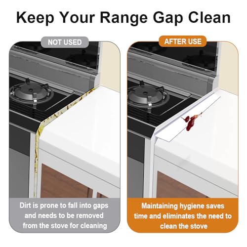 Image of KindGa Stove Gap Filler - Silicone Stove Gap Covers 25 Inche 2 Pack White | Foldable kitchen counter range gap guards, electric stove gap filler, oven side sealing strip between countertop gas stovetop