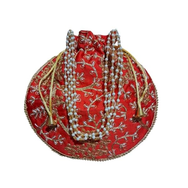 JAGRITI SHAKTI Ethnic Potli Bags For Women | Ethnic Handbags For Women | Carry Pouches Embroidered Bags| Handbag for Women Wedding Party (Color-Multicolor)