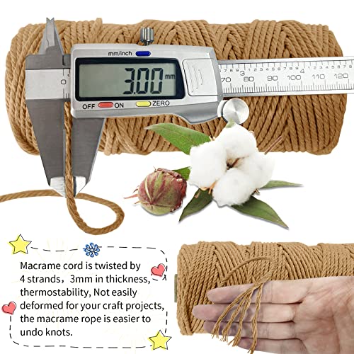 LEREATI Macrame Cord 3mm x 100m, Thick Macrame Rope Natural Cotton Rope Craft String - Image 2
