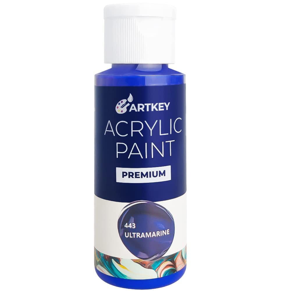ArtkeyUltramarine Acrylic Paint - 2oz/59ml Acrylic Paints Professional Artists Painting Kit for Canvases Fabric Rock Leather Easter Egg Wood Ceramic Glass Art Craft Painting