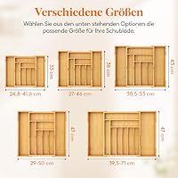 Lifewit ausziehbarer Besteckkasten für Schubladen aus Holz, Tiefe 43 cm – Ansicht 2