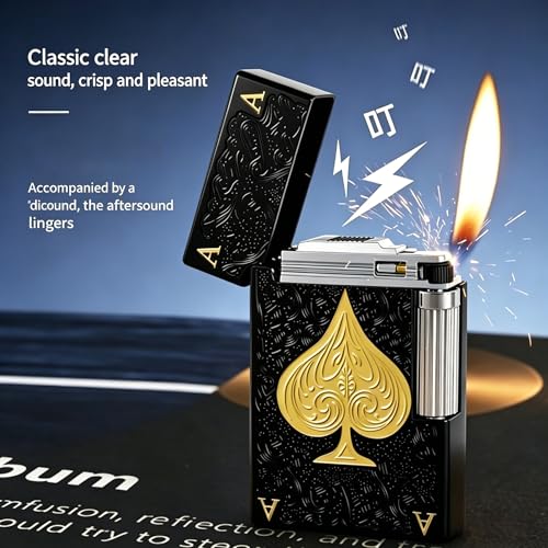 Encendedor metálico recargable con tapa abatible negro miniatura 3