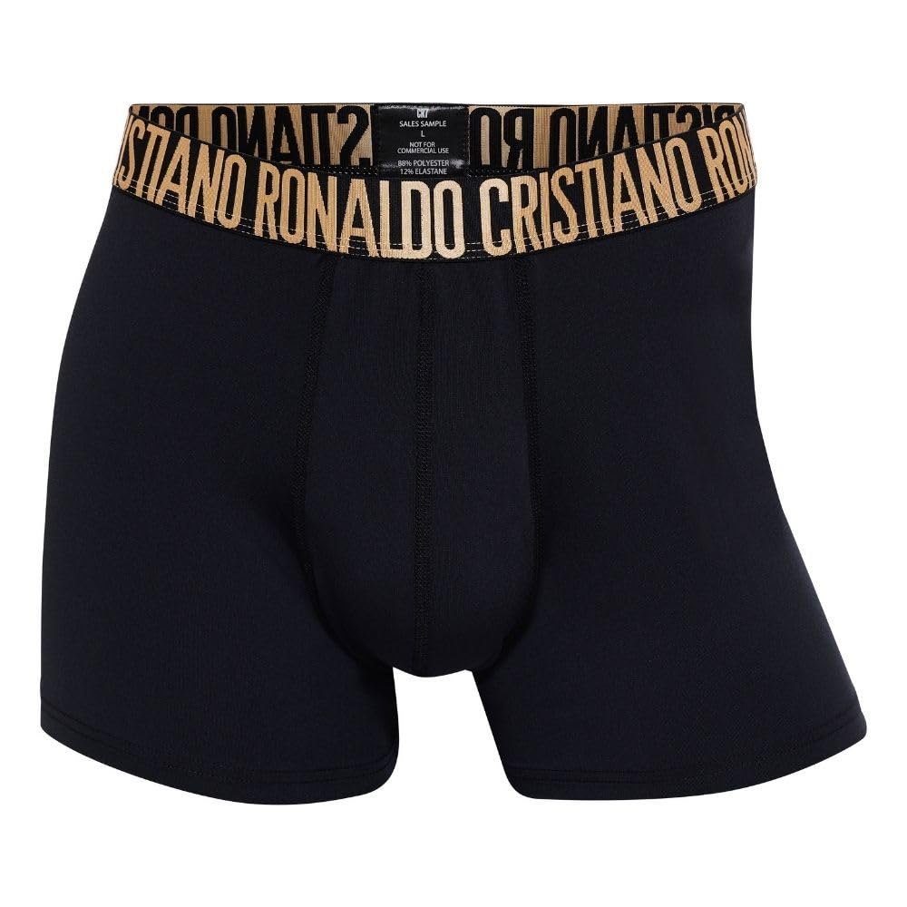 CR7 Underwear Pack 5 Bóxers Hombre Algodón y Microfibra con Bolsa de Viaje Oferta - Negro, Oro