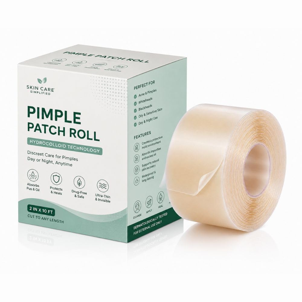 Hydrocolloid Acne Roll 2in x 10ft | Acne Patch Roll for Face | Customizable Pimple & Blemish Patch | Oil Absorbing Spot Cover for Whiteheads, Breakouts & Acne-Prone Skin | Overnight Treatment-image-29