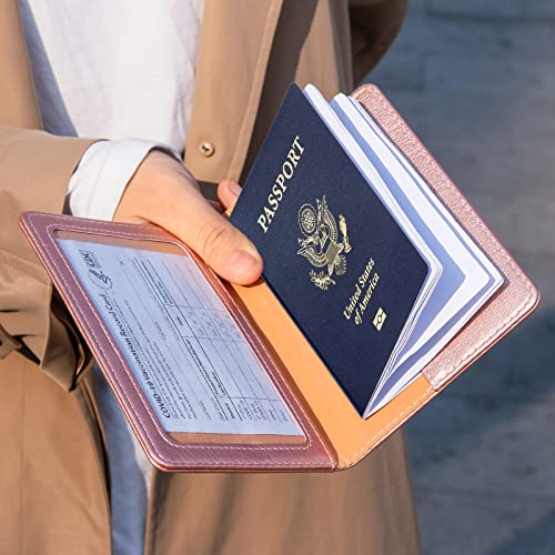 Image of TIGARI Passport Holder for Travel Women Men, Valentines Day Gifts PU Leather Wallet Cover Case Sleeve, Waterproof Protected Document Organizer, Vacation Plane Cruise Travel Essentials