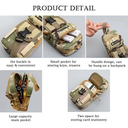 Image of DEOXY Premium Camouflage Pencil Case, 5 Layer, 3 Compartments, Large Capacity, Cute Zip Closure Aesthetic Design Stationery Holder Organizer Bag, Multifunctional Pouch for School Kids (Army Pouch)