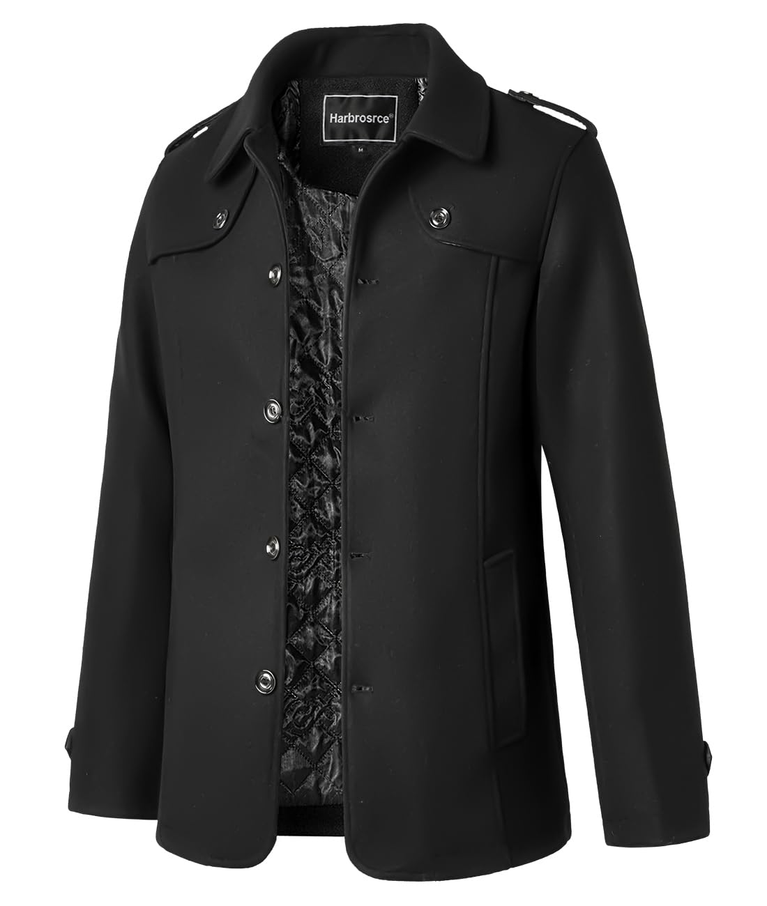 Cappotto da Uomo Giacche di Lana Elegante Trincea Cappotto Invernale Lavoro Corto Business Trench Coat Imbottito e Foderato Calda Giacca
