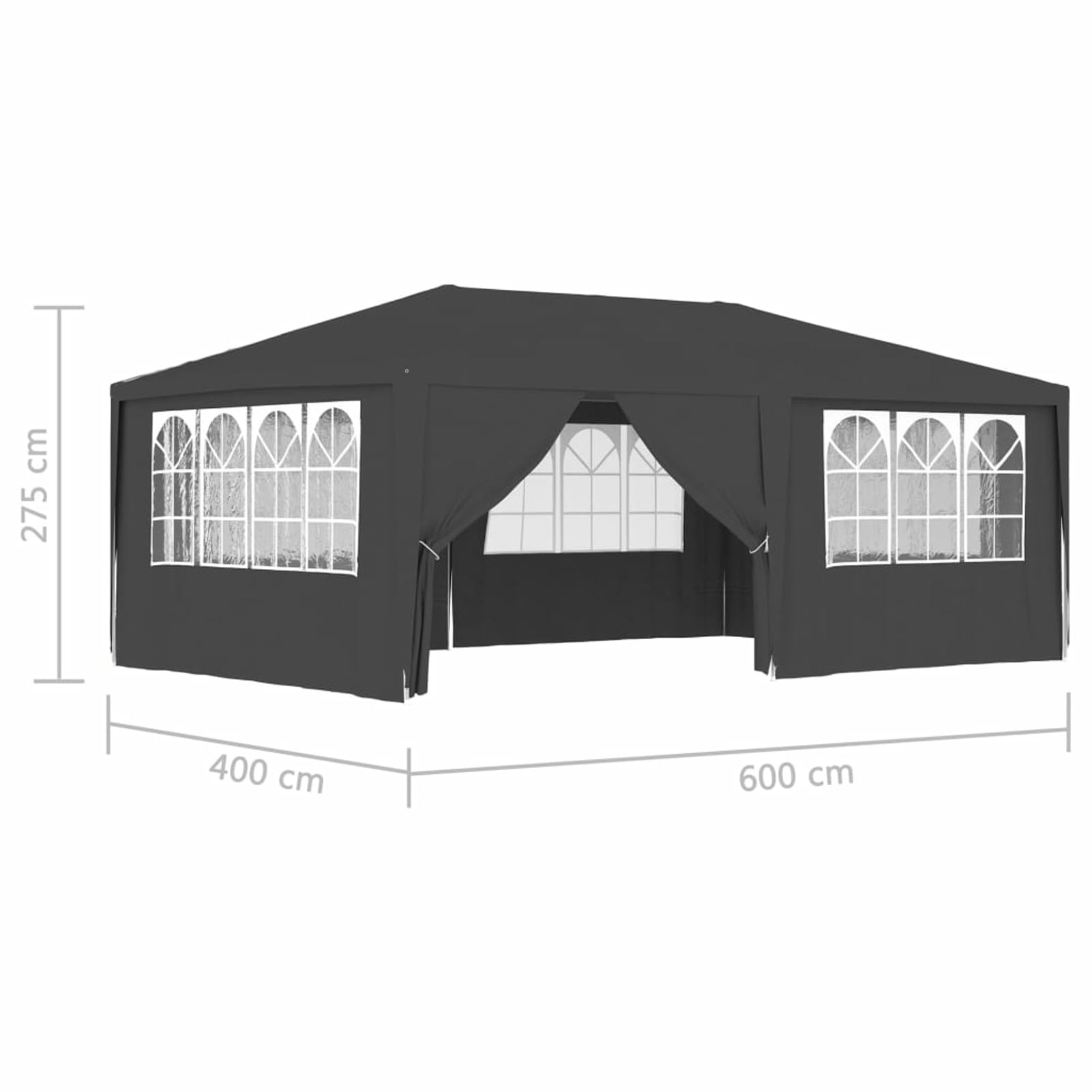 Homgoday Casa Mobilia Gazebo Professionale con Pareti 4x6 m Antracite 90 g/m², Gazebo da Giardino, Gazebo Ombrellone da Giardino Spiaggia Pesca Esterno Antivento per Arredo Giardino Terrazzo Ambienti