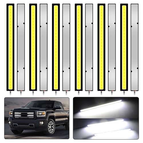 Khazna Daytime Running Light, 12Pcs Car Exterior LED Strip Light, Super Bright 12v Underglow Lights, Universal Waterproof Running Lamp for Truck Boat Bike Motorcycles, White