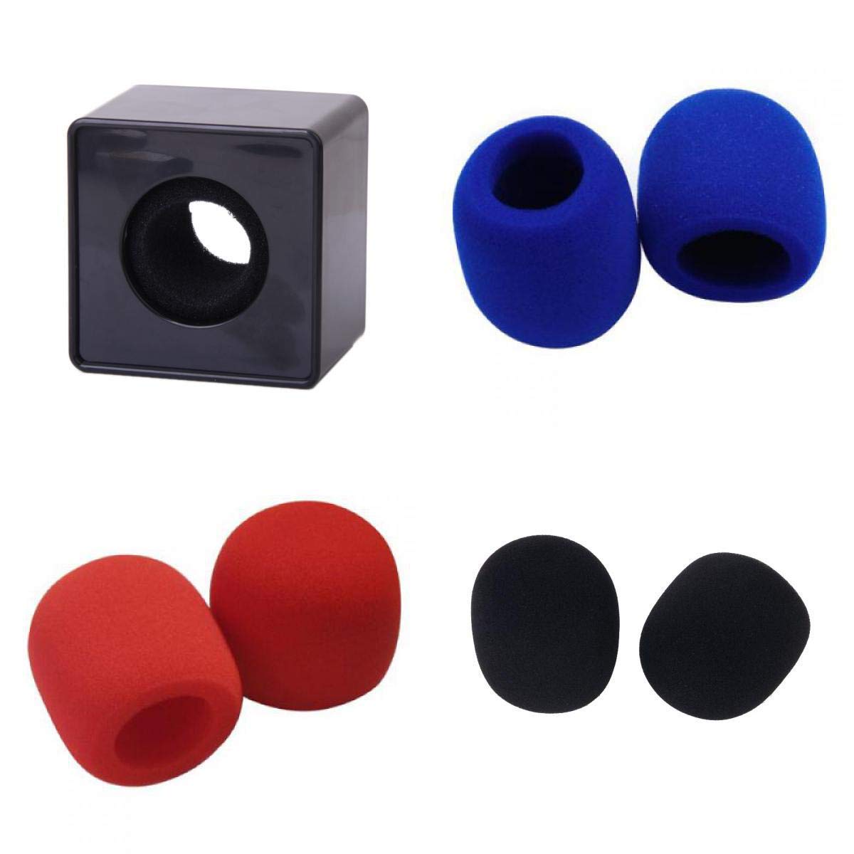 ATORSE ABS Mic Microphone Interview Square Cube Flag Station + 6 Foam Covers-picture-28