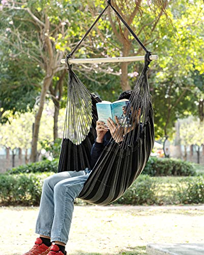 Image of ADVOKAIR Hammock Chair Swing, Heavy-Duty Hanging Rope Swing Seat Supports 500 Lbs, Ideal for Outdoor Patio, Backyard, Porch, Deck & Indoor Bedroom Use