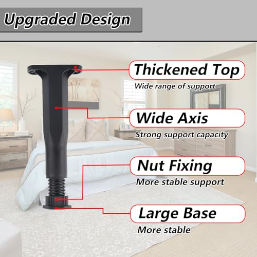 Jayen 4Pcs Adjustable Bed Frame Support Legs, Bed Center Slat Support Legs, Range 8.3\" to 14.5\" - Thumbnail 6