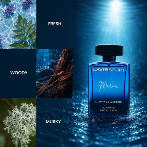 Image of Lavie Sport Marine | Long Lasting Perfume for Men | EDP 100ml | Lavender, Sandalwood, Mint, Jasmine, Musk, Amber, Oakmoss | Premium Unisex Fragrance