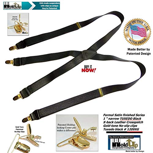Image of Hold-Up Formal Series Men's X & Y-Back Suspenders with No-Slip Clips | Available in traditional X-back and Y-back styles for business, formal, and dress occasions.