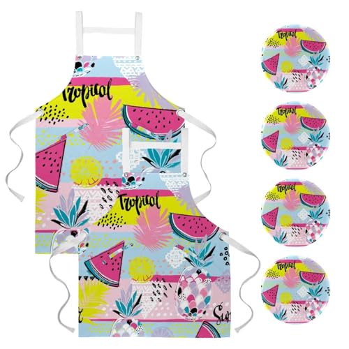 Tablier de cuisine professionnel et restaurant lot de 2 avec motif fruits