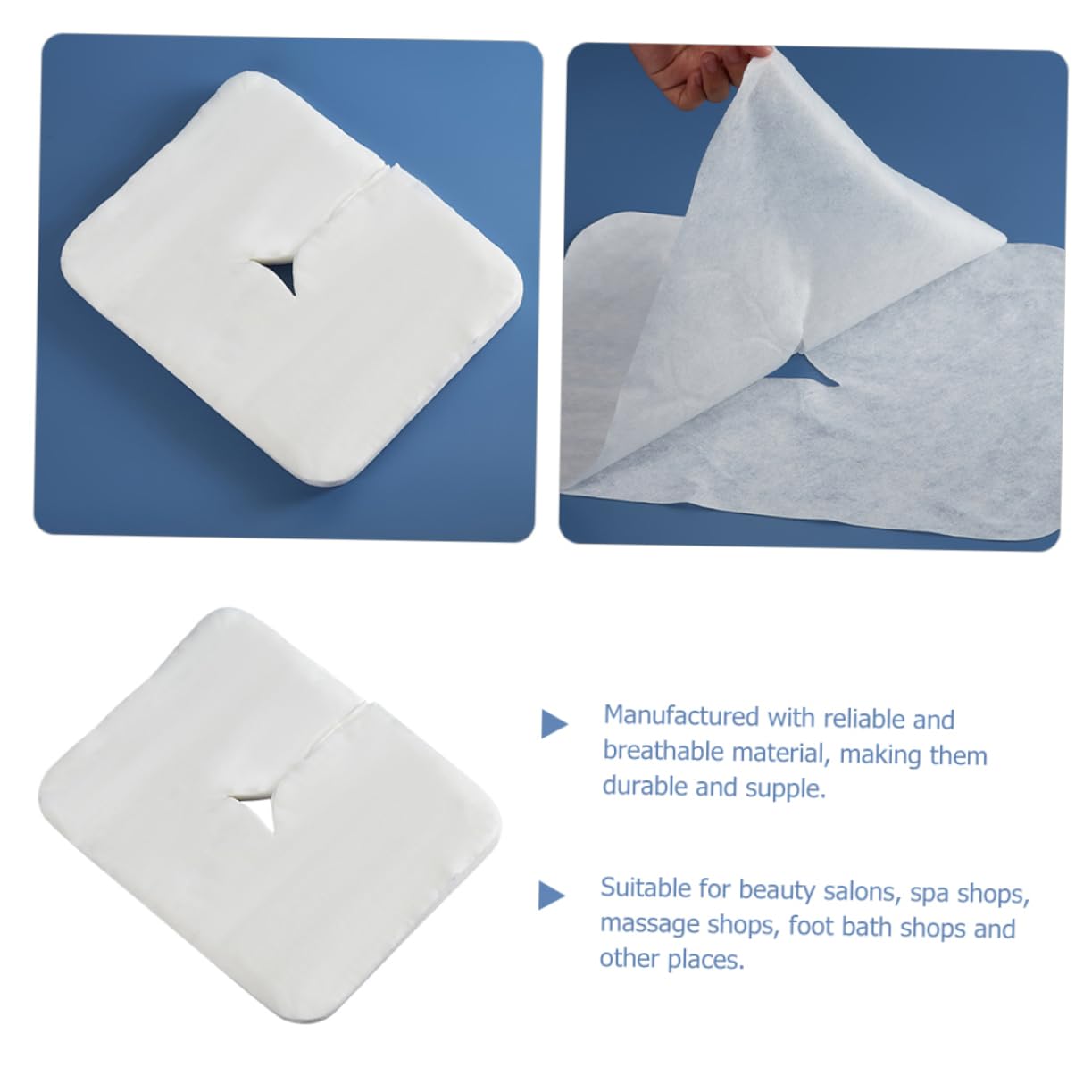 OSOLADY Breathable Turban Head Scarf Covers 100pcs Face Pillow Covers for Massage Beds Spa Shops