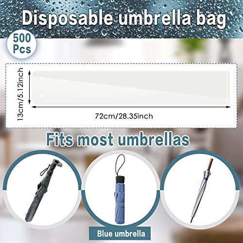 500 Pcs Clear Disposable Wet Umbrella Bags Umbrella Rain Bags Heavy Duty Umbrella Sleeve Big Covers For Wet Umbrellas Keep Church Lobby Floors Dry #TOP1
