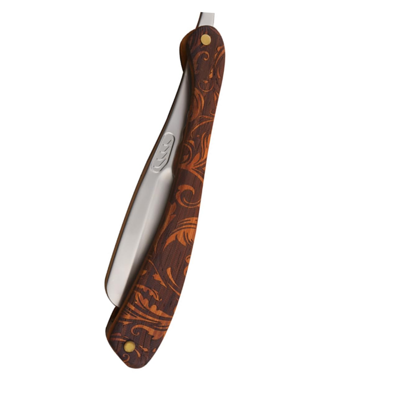 Rasoio a Mano in Acciaio Inox Pieghevole Stile Vintage | Impugnatura Marrone in Legno, Controllo Preciso, Uso Professionale e Commerciale