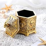 Hexagon Vintage Skull Jewelry Box, Golden Skeleton Head Jewelry Box for Home Desk Organizer...