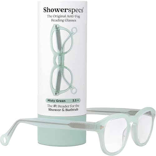 Lentes de lectura antivaho verde niebla, lectores ligeros sin niebla para mujeres y hombres, diseñados para una visión clara en duchas y baños, +2