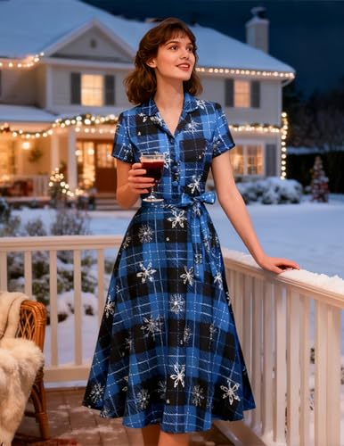 Image of Wedtrend Women's Vintage Tea Dress, Short Sleeve Cocktail Party Dress Work Church Casual Dress