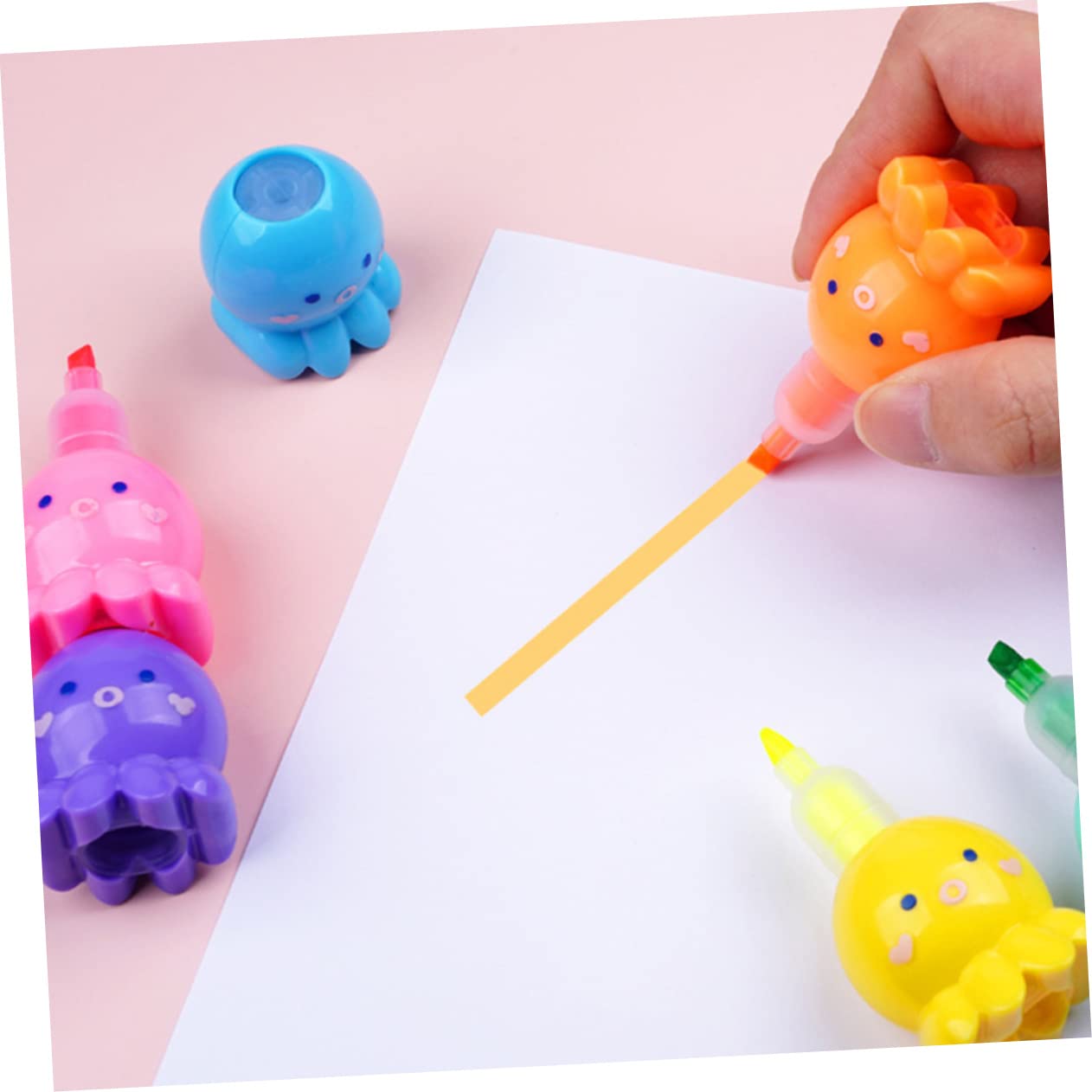 Happyyami Rotuladores Fluorescentes Plástico Liviano con Diseño de Octópodo Escritura Suave 18 Piezas para Estudiantes Ideales para Tarjetas DIY y Escuela