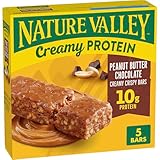 Nature Valley Creamy Protein Bars, Peanut Butter Chocolate, 10g Protein Snacks, 5 Bars, 7.45 oz