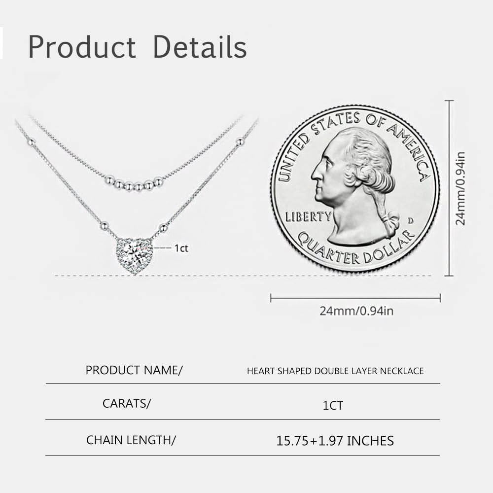 14K Gold 1ct Diamond Pendant Necklace,Heart Necklaces for Women in D-color VVS1, Birthday Gift for Wife