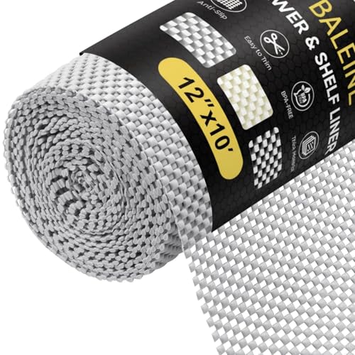 BALEINE Cabinet Liner, 12 in x 10 Ft Drawer and Shelf Liner for Kitchen Cabinets Non-Adhesive, Non-Slip Protect Desks, Cupboard, Drawers, Shelves, Tableware (Gray) 12"W x 120"L Gray