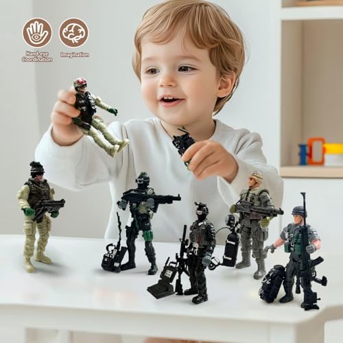 6 Pcs Army Men Toy Soldiers Action Figures with Weapon for Boys 4-7