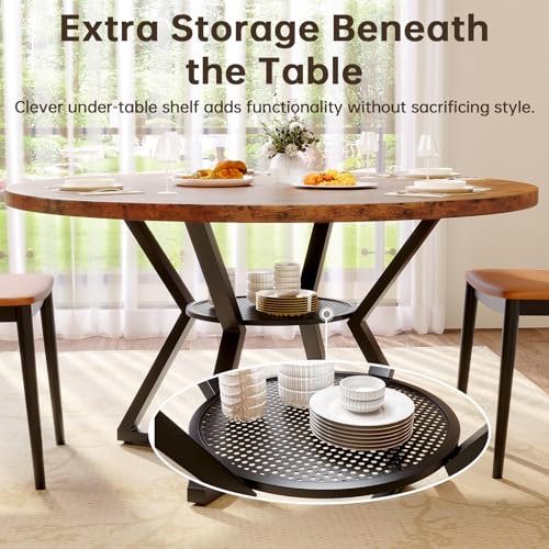 Concho-55-Round-Kitchen-Dining-Room-Table-for-6-8-Circle-Dining-Dinner-Table-with-Pedestal-Metal-FrameSpace-Saving-Wood-Kitchen-Dining-Room-Furniture-Rustic-Brown