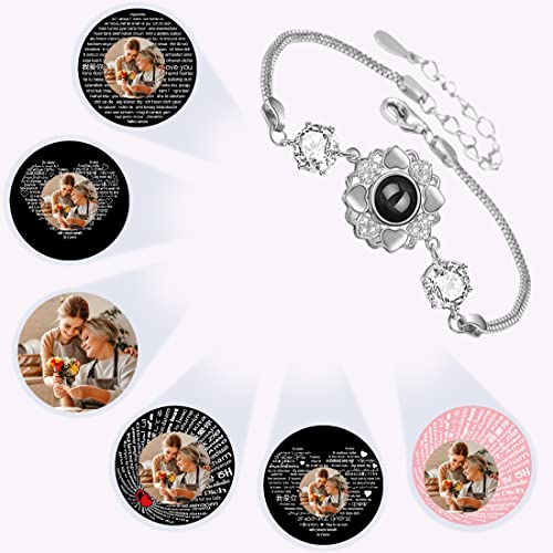Amabery Personalized Heart Bracelet with Picture inside Custom Photo Projection Bracelet 100 Languages I Love You Picture Bracelet Photo Memorial Bracelet for Women Girlfriend Mom2