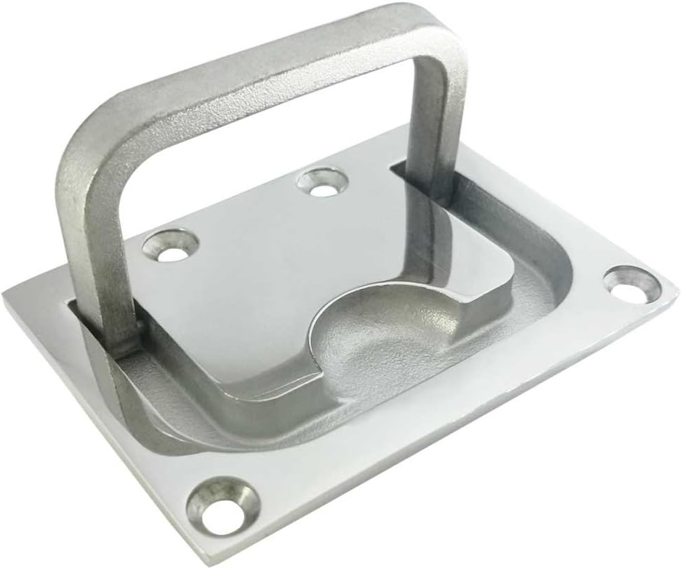 SMBBIT 316 Stainless Steel Ring Pull Handle, Marine Flush Lifting Handle, Rectangular Grip