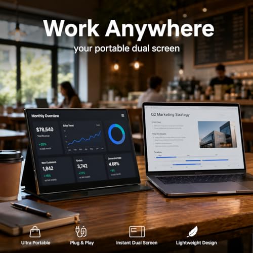 Image of 15'' Laptop Screen Extender + 2.5K 15.6'' Portable Monitor for Laptop