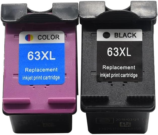 1 Set X Ink 63XL Ink Cartridges Black and Color Remanufactured Replacement with HP Officejet 4650 3830 3833 5255 5258 Envy 4520 Deskjet 1112 3637