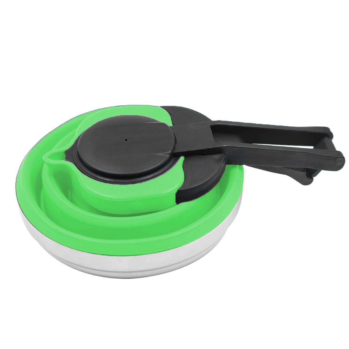 Bouilloire Portable en acier inoxydable silicone pliable pliable eau bouilloire de camping en plein air Randonnée à partir de 1,5L bouilloire à thé pliante Bouilloire Electrique (Size : Green)