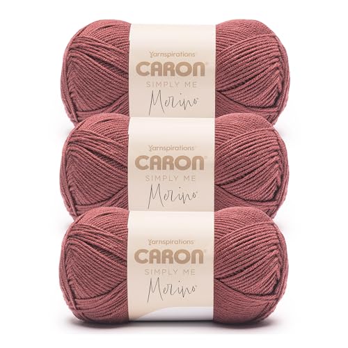 Image of Caron Simply Me Merino Soft Yarn for Crocheting, Pomegranate Red, 3-Pack | #3 Light DK Yarn, 50% Merino Wool & 50% Acrylic, Soft Yarn for Crocheting, Knitting & DIY Crafts, 215yd, 100g /3.5oz per skein