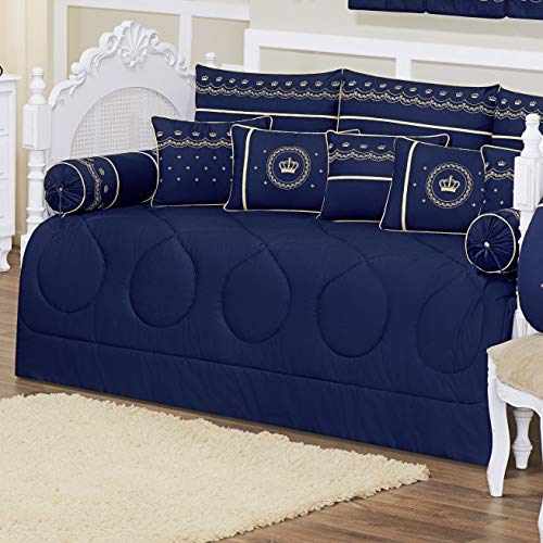 Kit Cama Baba Royale - 11 Pecas - 200 Fios, Batistela Baby, AZUL MARINHO