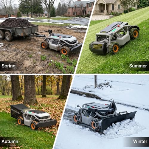Image of Mowrator S1 4WD 18Ah Remote Control Lawn Mower with Wide Wheels, All-Season Yard Care, 85% (40) Slope Climbing, with Leaf Shredding Vacuum, 21 inch Width, 1.5-4.3 inch Cutting Height, Up to 1.12 Acres