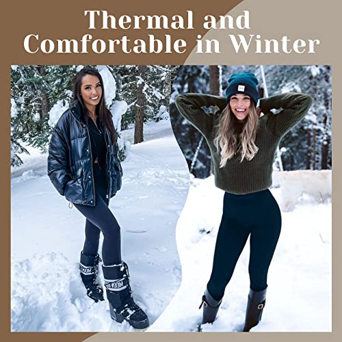 CAMPSNAIL Fleece Lined Leggings Women - Thick Soft High Waisted Black Tummy Control Thermal Warm Velvet Pants for Cold Winter