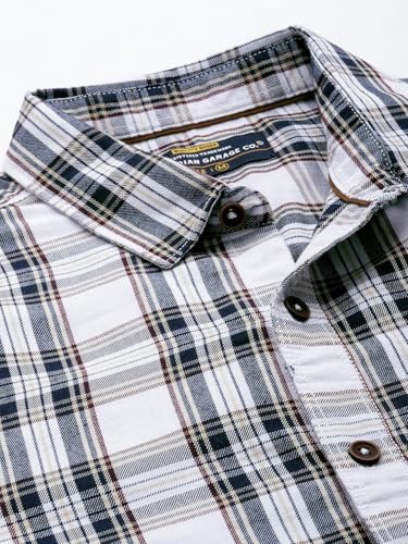 Image of The Indian Garage Co Men Regular Fit Checkered Full Sleeves Cutaway Collar Casual Shirt