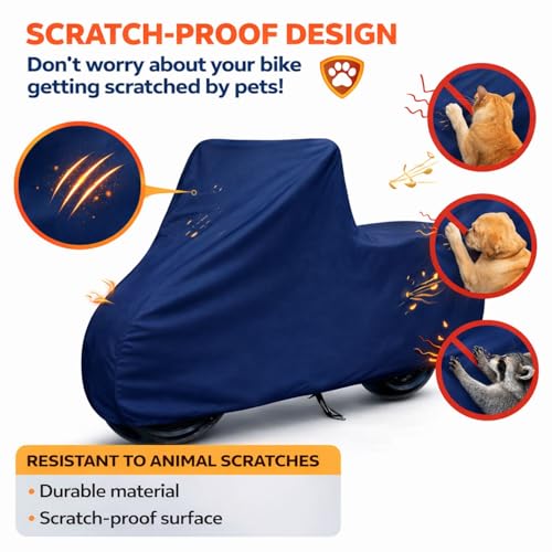 Image of Puroma-Pro Heavy Duty Waterproof Bike Cover Compatible for Shine Bikes - Outdoor Motorcycle Cover Windproof Buckle, UV Protection & Dust Resistant Full Body Cover