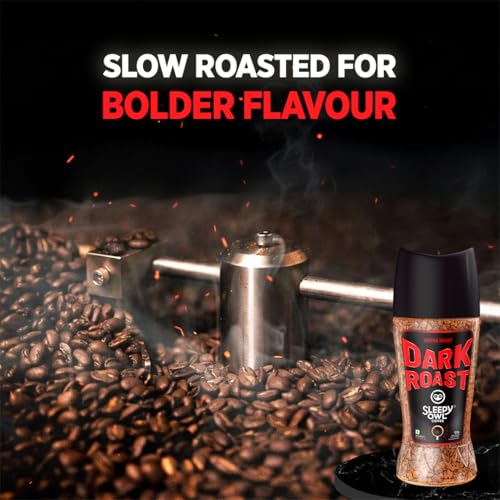 Image of Sleepy Owl Dark Roast Coffee, 100% Pure Instant Coffee Powder 100g, Makes 50 Cups, Freeze-Dried for Freshness, Strong & Intense Coffee, Rich Cafe Taste, Have It Hot or Cold, Ready in Seconds