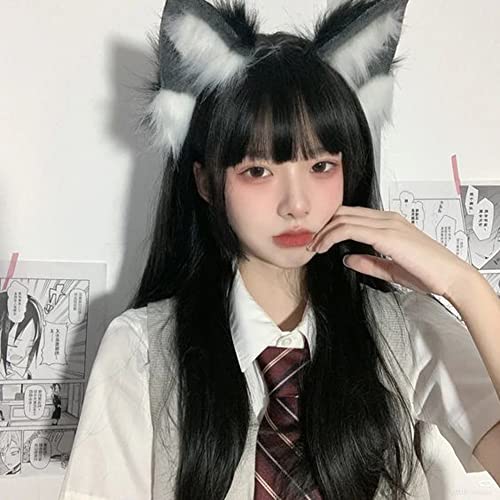 Image of VIGVAN Handmade Wolf Fox Ears Animal Cosplay Cute Head Accessories for Halloween