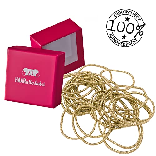 HAARallerliebst Pack of 30 Thin Golden Hair Bobbles, 1.5 mm Thick Metal-Free Cable Bobbles for Women Girls & Men - Image 4
