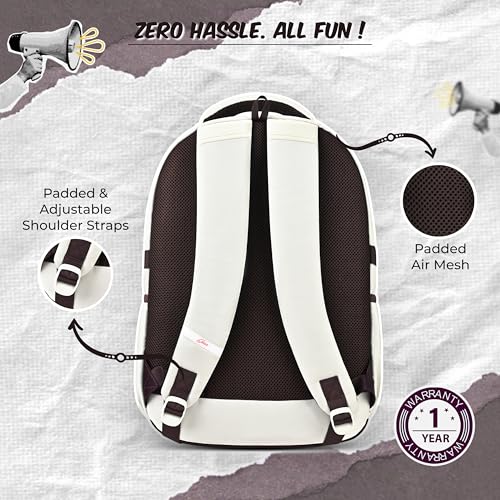 Image of Gear Elegant 19 inch /35L Large Water Resistant School Bag | Casual Backpack | Daypack | Travel Backpack | Kids Bag for Boys /Girls (Cream - Brown)
